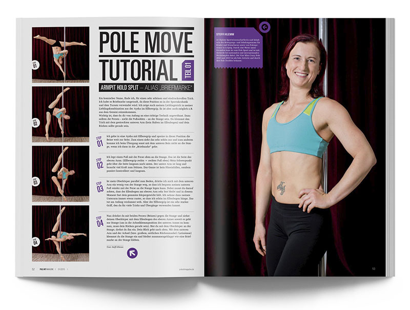 Pole Art Magazine Nr. 1 - Pole Move Tutorial: Armpit Hold Split mit Steffi Klemm 