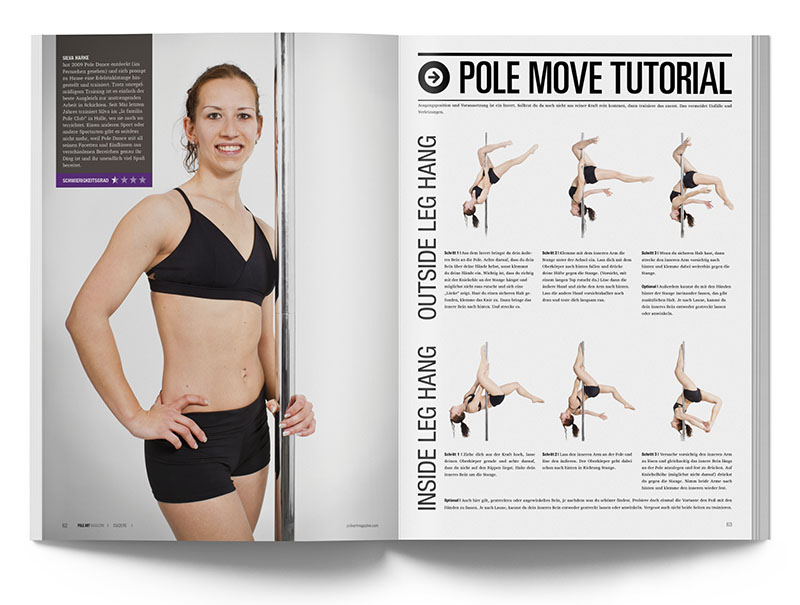 Pole Art Magazine Nr. 3 - Pole Dance Tutorial: Inside und Outside Leg Hang mit Silva