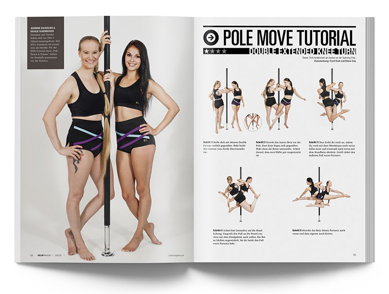 Pole Art Magazine Nr. 4 - Pole Move Tutorial: Double Extended Knee Turn mit Jeannine Wilkerling und Natalie Schönberger