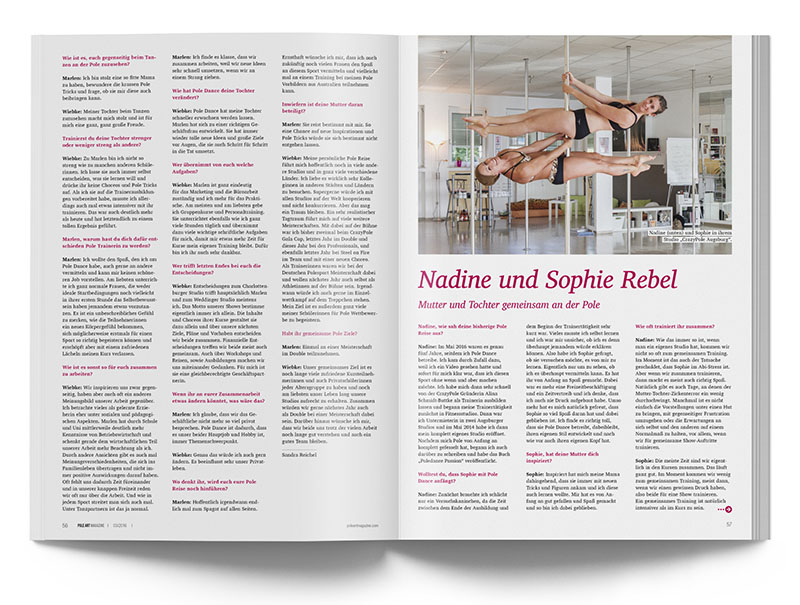 Pole Art Magazine Nr. 7 - Nadine und Sophie Rebel: Mutter und Tochter gemeinsam an der Pole