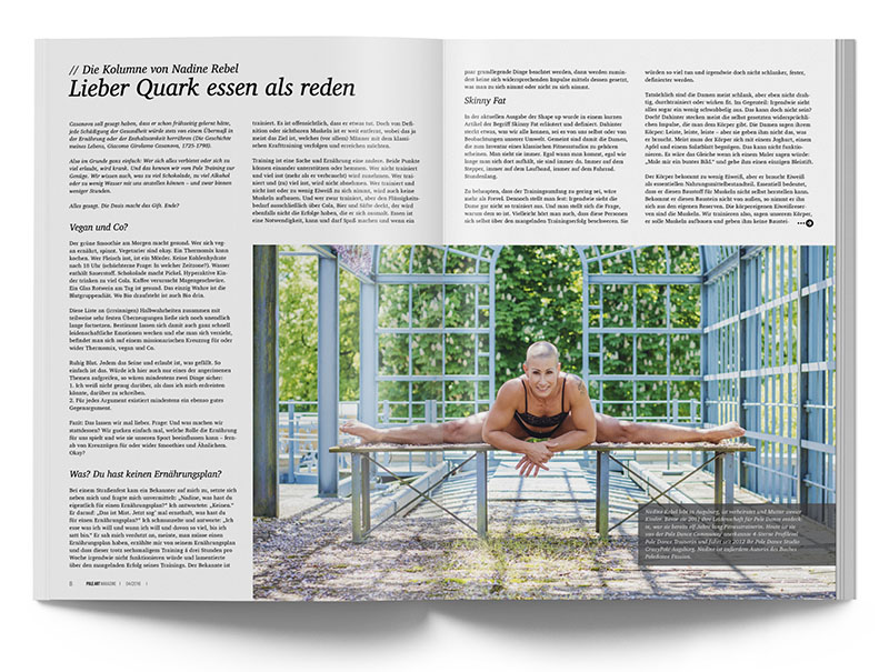 Pole Art Magazine Nr. 8 - Die Kolume von Nadine Rebel: Lieber Quark essen als reden