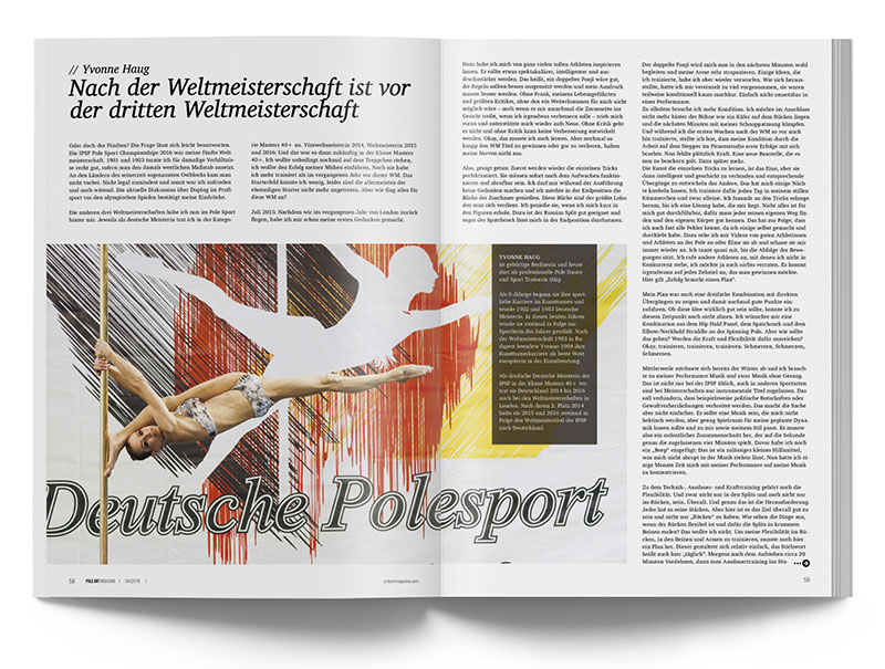 Pole Art Magazine Nr. 8 - Yvonne Haug: Nach der Weltmeisterschaft ist vor der dritten Weltmeisterschaft