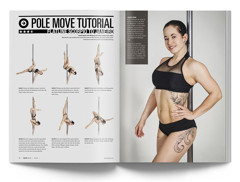 Pole Art Magazine Nr. 8 - Pole Dance Tutorial: Flatline Scorpio to Janeiro mit Jazzy K