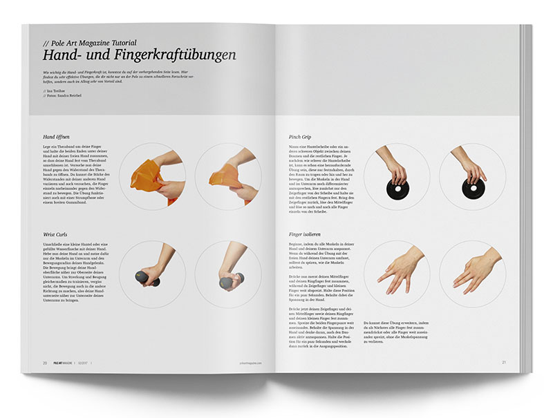 Pole Art Magazine Nr. 10 - Pole Dance Tutorial: Hand- und Fingerkraftübungen