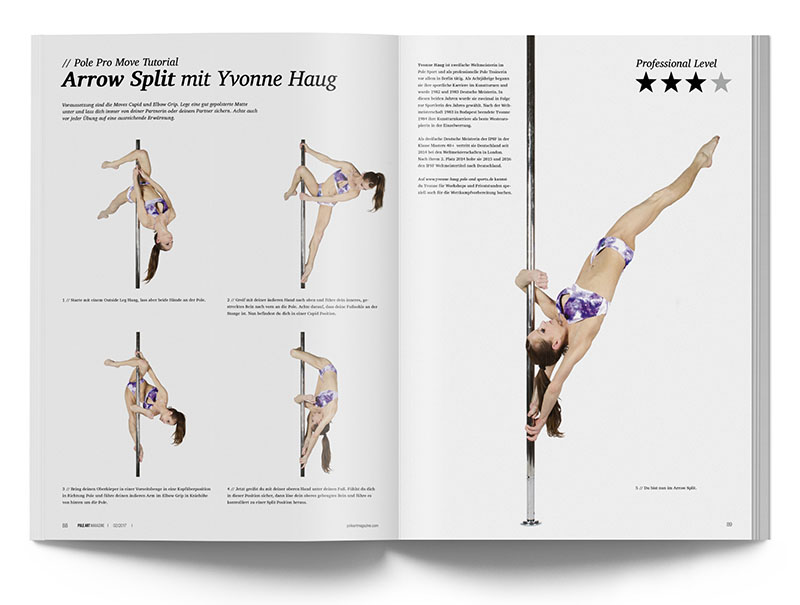 Pole Art Magazine Nr. 10 - Pole Dance Tutorial: Arrow Split mit Yvonne Haug