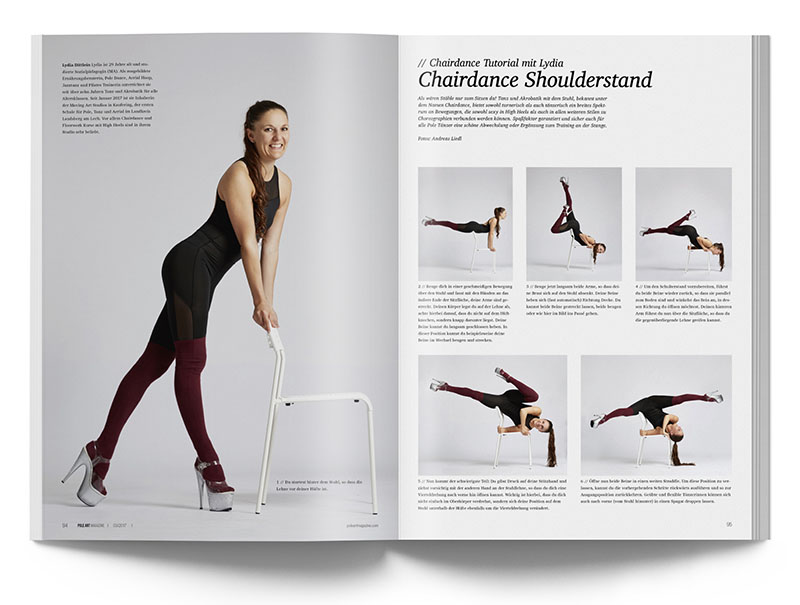 Pole Art Magazine Nr. 11 - Chairdance Tutorial: Chairdance Shoulderstand mit Lydia