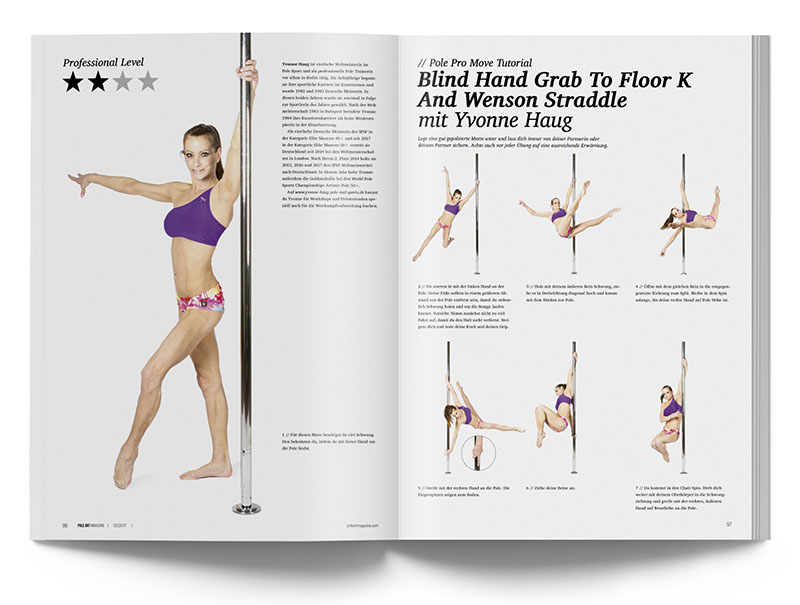 Pole Art Magazine Nr. 11 - Pole Dance Tutorial: Blind Hand Grab To Floor K And Wenson Straddle mit Yvonne Haug