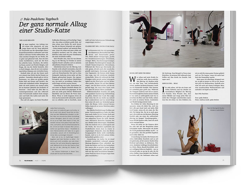 Pole Art Magazine Nr. 13 - Pole-Paulchens Tagebuch: Der ganz normale Alltag einer Studio-Katze