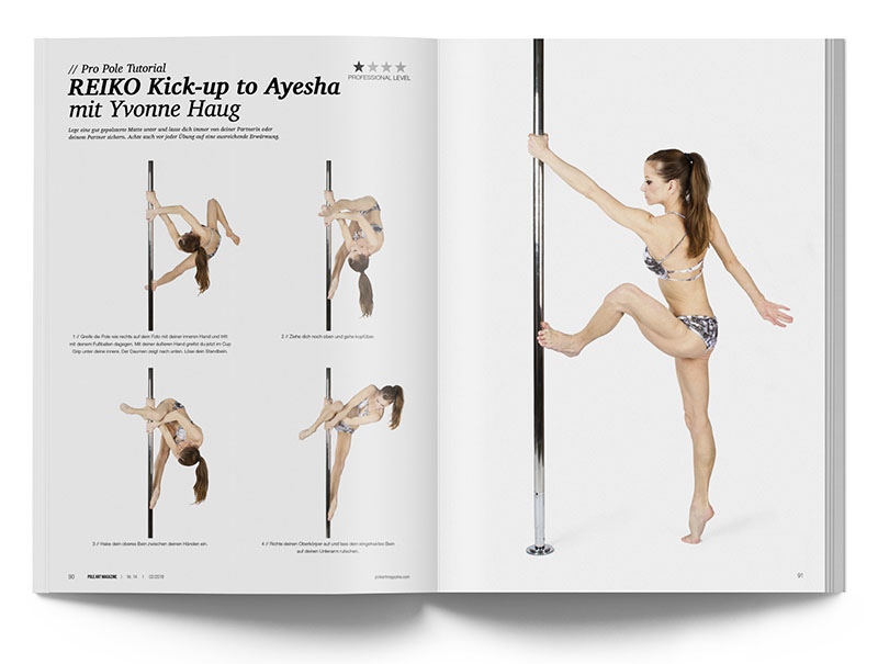 Pole Art Magazine Nr. 14 - Pole Dance Tutorial: Reiko Kick-up to Ayesha mit Yvonne Haug