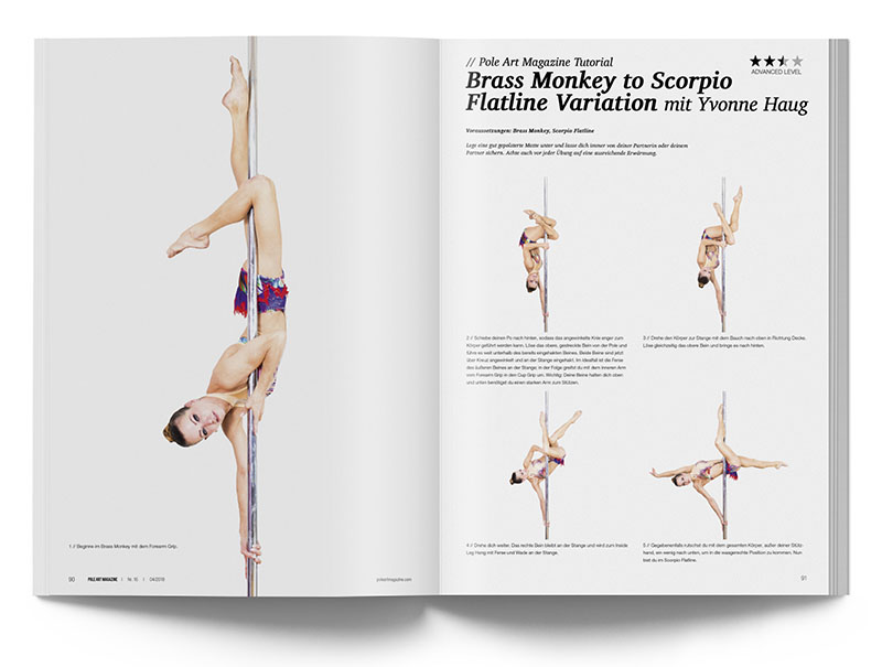 Pole Art Magazine Nr. 16 - Pole Dance Tutorial: Brass Monkey to Scorpio Flatline Variation mit Yvonne Haug