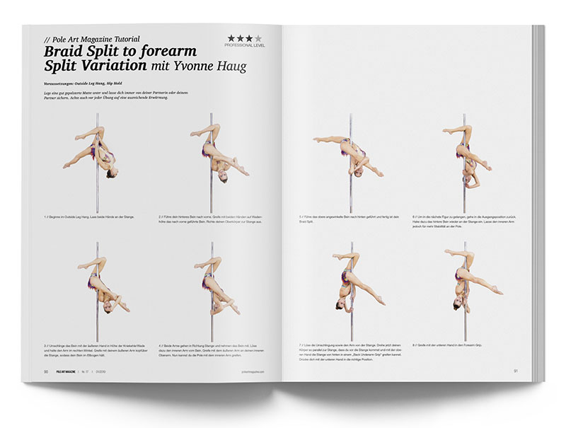 Pole Art Magazine Nr. 17 - Pole Move Tutorial: Braid Split to Forearm Split Variation mit Yvonne Haug