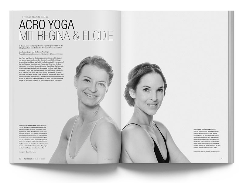 Pole Art Magazine Nr. 18 - Acro Yoga Tutorial mit Regina Geiger und Elodie von Poschinger