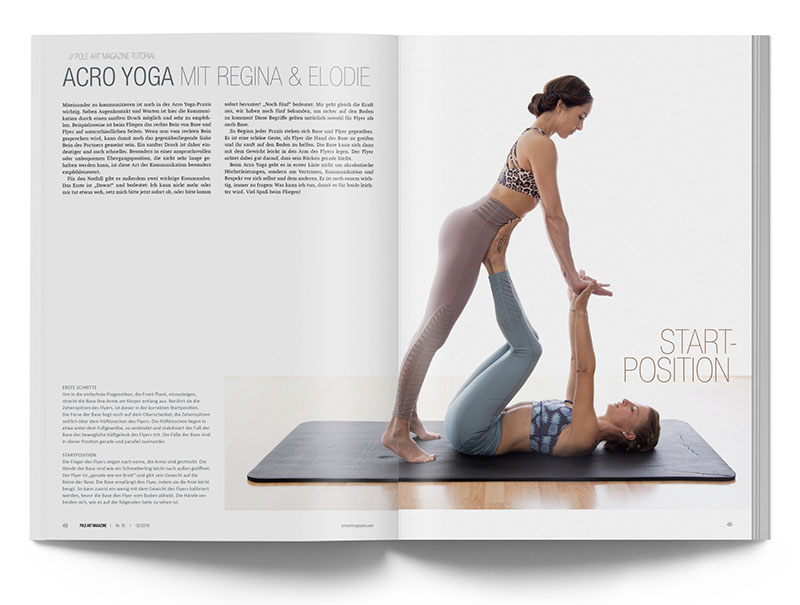 Pole Art Magazine Nr. 18 - Acro Yoga Tutorial mit Regina Geiger und Elodie von Poschinger