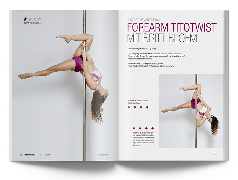 Pole Art Magazine Nr. 22 - Pole Dance Tutorial: Forearm Titotwist mit Britt Bloem