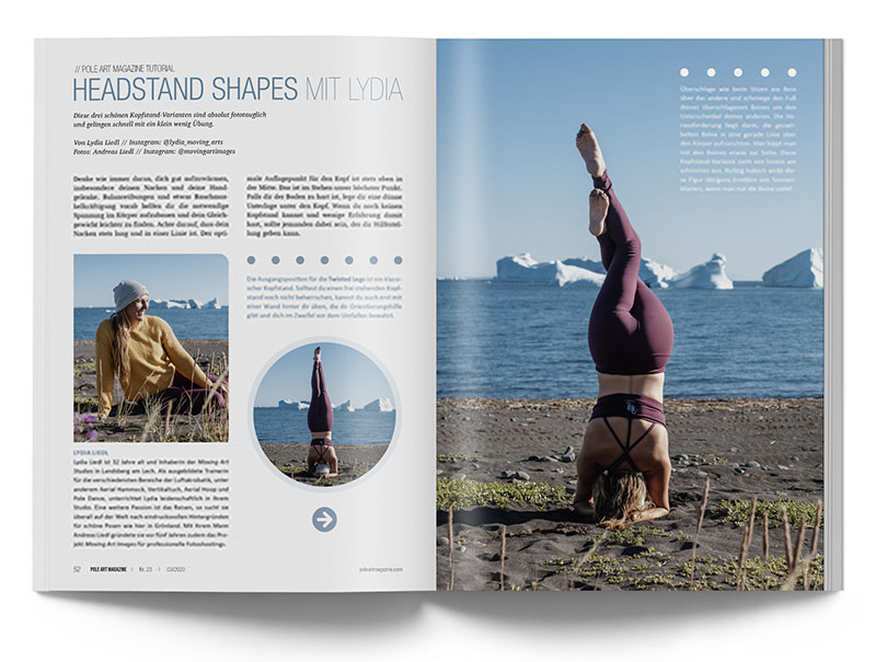 Pole Art Magazine Nr. 23 - Tutorial: Headstand Shapes mit Lydia Dittlein