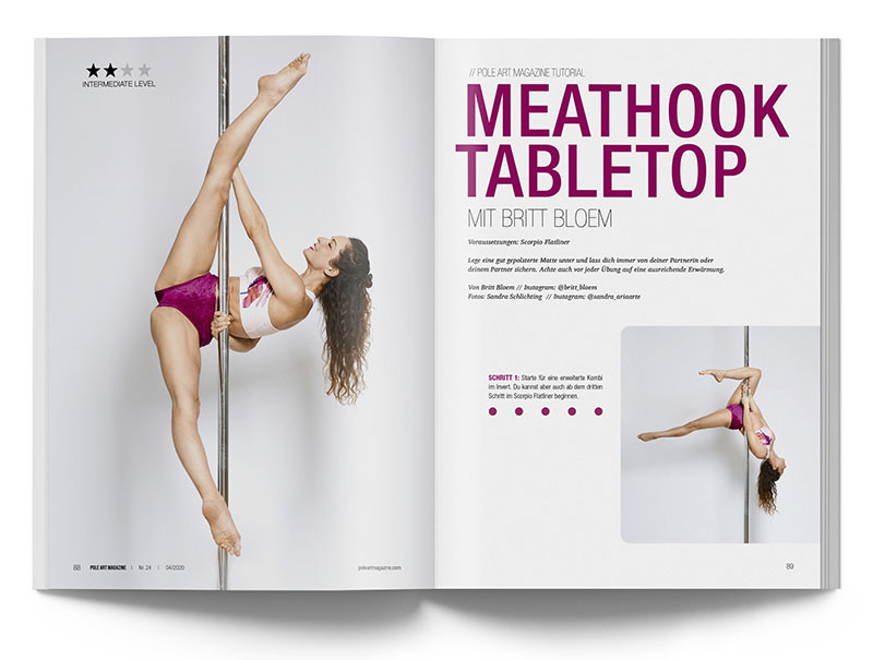 Pole Art Magazine Nr. 24 - Pole Dance Tutorial: Meathook Tabletop mit Britt Bloem