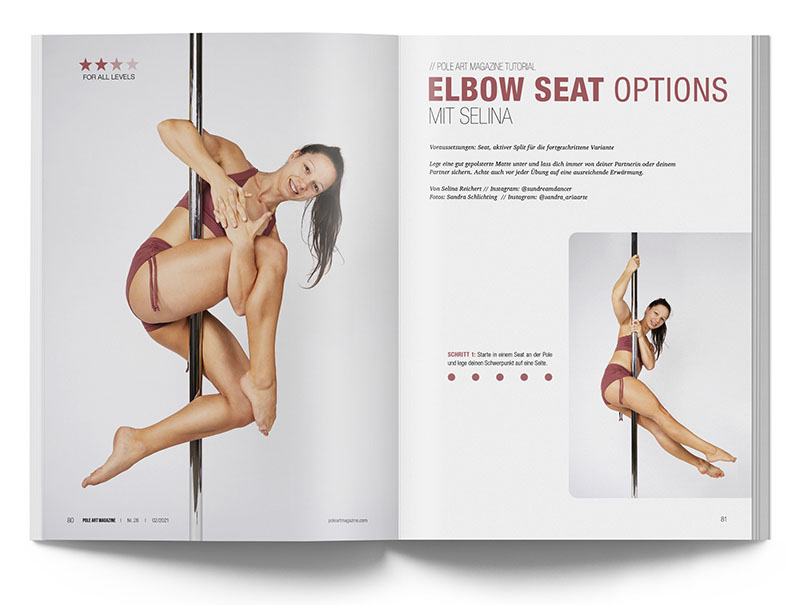 Pole Art Magazine Nr. 26 - Pole Dance Tutorial: Elbow Seat Options mit Selina Reichert